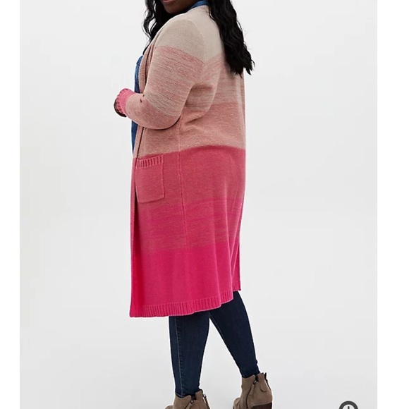 TORRID pink ombré striped slouchy duster sweater - Picture 4 of 8